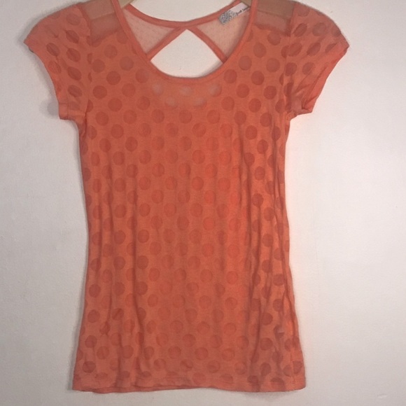 Derek Heart peach sheer polka dot top - Picture 3 of 13
